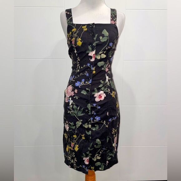 Black denim, overalls, Level 99 floral Amelia dress - Picture 3 of 11